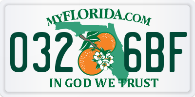 FL license plate 0326BF