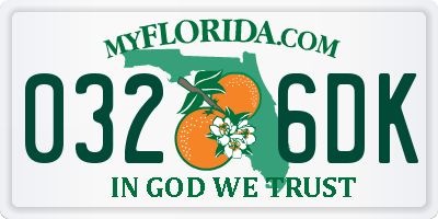 FL license plate 0326DK