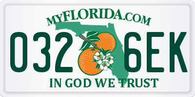 FL license plate 0326EK