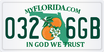 FL license plate 0326GB
