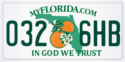 FL license plate 0326HB