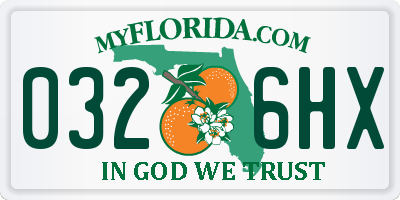 FL license plate 0326HX