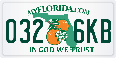 FL license plate 0326KB