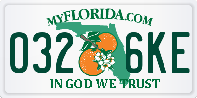 FL license plate 0326KE