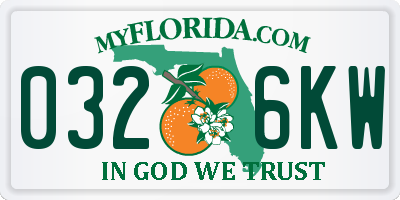 FL license plate 0326KW