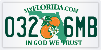 FL license plate 0326MB