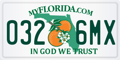FL license plate 0326MX