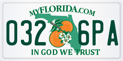 FL license plate 0326PA
