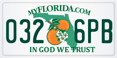 FL license plate 0326PB