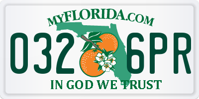 FL license plate 0326PR