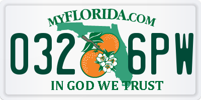 FL license plate 0326PW