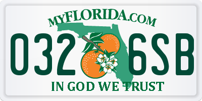 FL license plate 0326SB