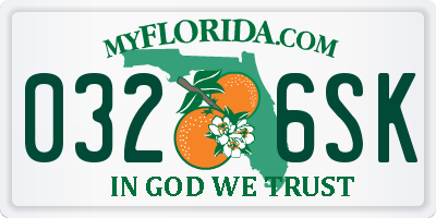 FL license plate 0326SK
