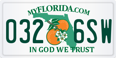 FL license plate 0326SW