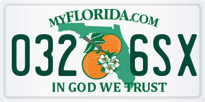 FL license plate 0326SX