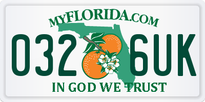 FL license plate 0326UK