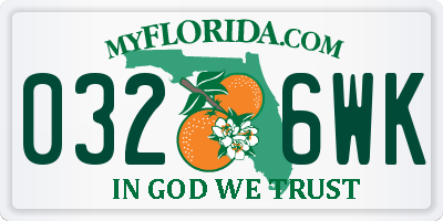 FL license plate 0326WK