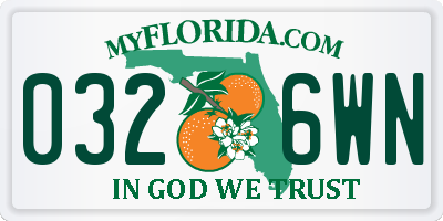 FL license plate 0326WN