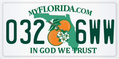 FL license plate 0326WW