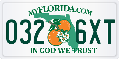 FL license plate 0326XT