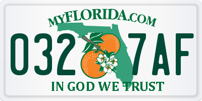 FL license plate 0327AF