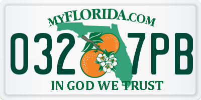 FL license plate 0327PB