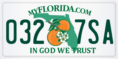 FL license plate 0327SA