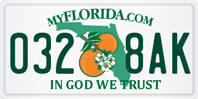 FL license plate 0328AK