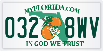 FL license plate 0328WV