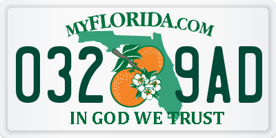 FL license plate 0329AD