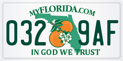 FL license plate 0329AF