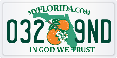 FL license plate 0329ND