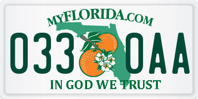 FL license plate 0330AA