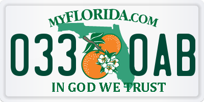 FL license plate 0330AB