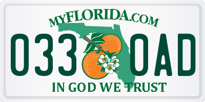 FL license plate 0330AD