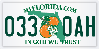 FL license plate 0330AH