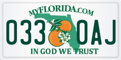 FL license plate 0330AJ