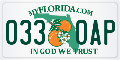 FL license plate 0330AP