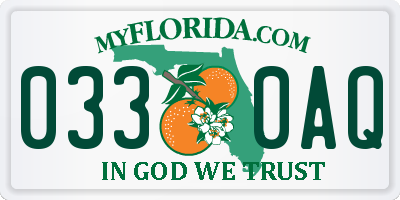 FL license plate 0330AQ