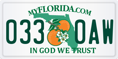 FL license plate 0330AW
