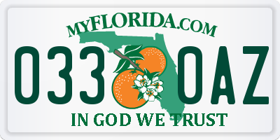 FL license plate 0330AZ