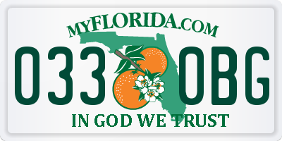 FL license plate 0330BG