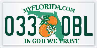 FL license plate 0330BL