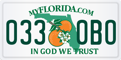 FL license plate 0330BO