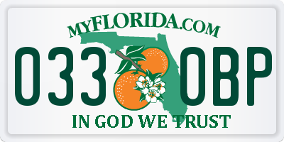 FL license plate 0330BP