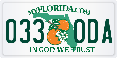 FL license plate 0330DA