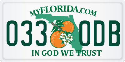 FL license plate 0330DB