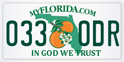 FL license plate 0330DR