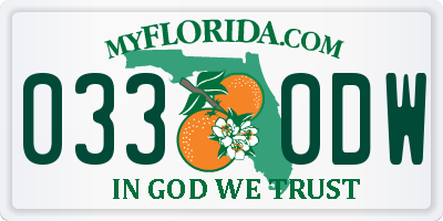 FL license plate 0330DW