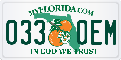 FL license plate 0330EM